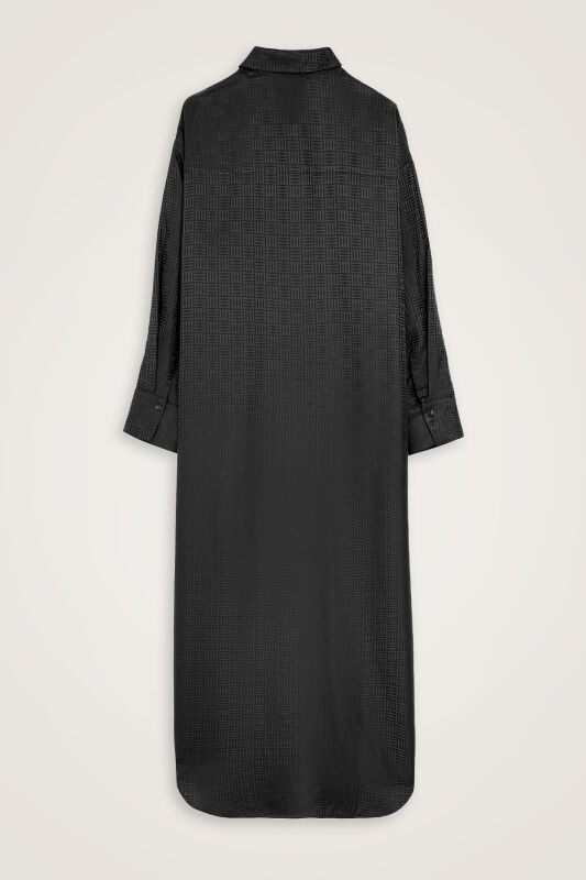 Iman Kare Black Jacquard Silk Shirt Dress - 3