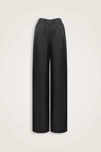 Iman Kare Black Jacquard Silk Trousers 