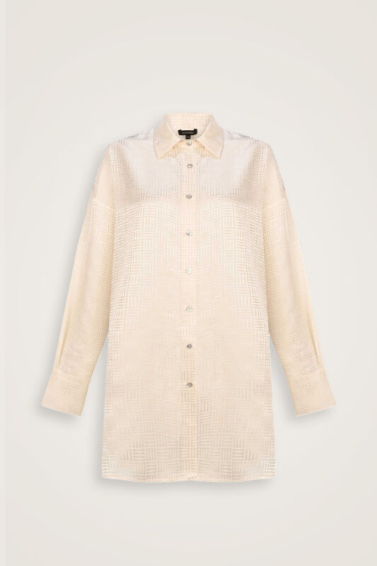 Iman Kare Cream Silk Pajama Shirt - 2