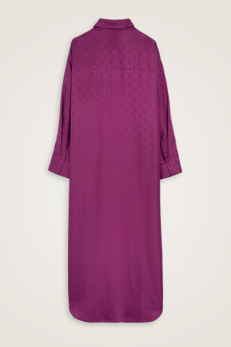 Iman Kare Dark Plum Jacquard Silk Shirt Dress - 3
