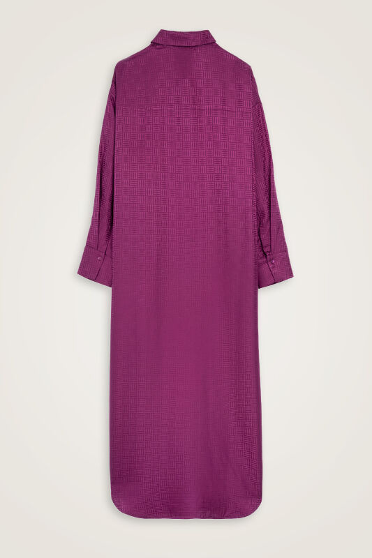 Iman Kare Dark Plum Jacquard Silk Shirt Dress - 3