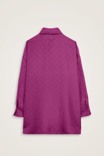 Iman Kare Dark Plum Jacquard Silk Shirt - 3
