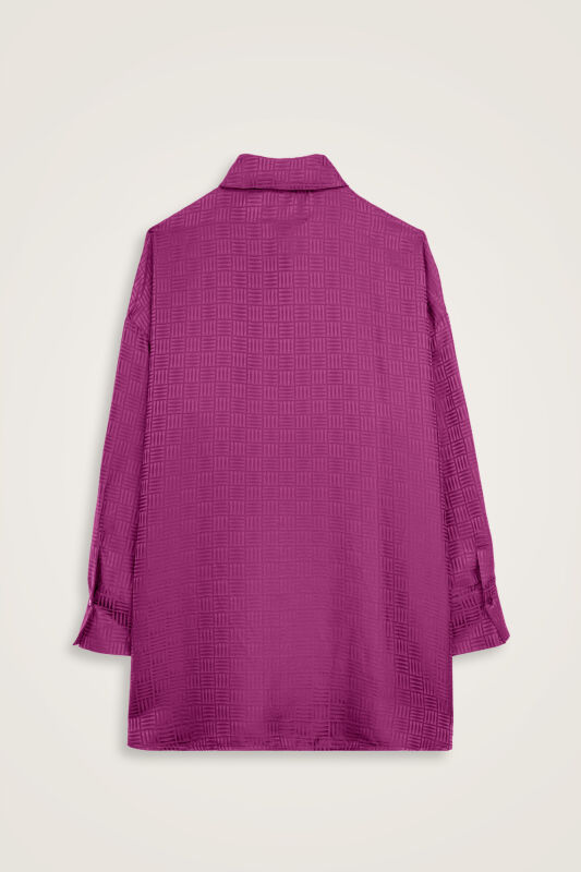 Iman Kare Dark Plum Jacquard Silk Shirt - 3