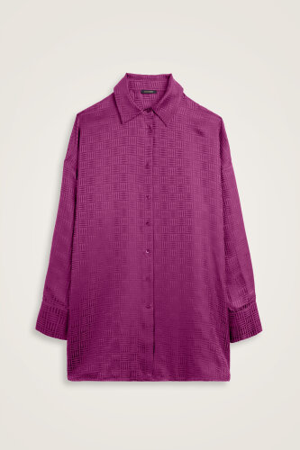 Iman Kare Dark Plum Jacquard Silk Shirt 