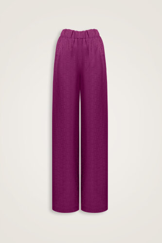 Iman Kare Dark Plum Jacquard Silk Trousers 
