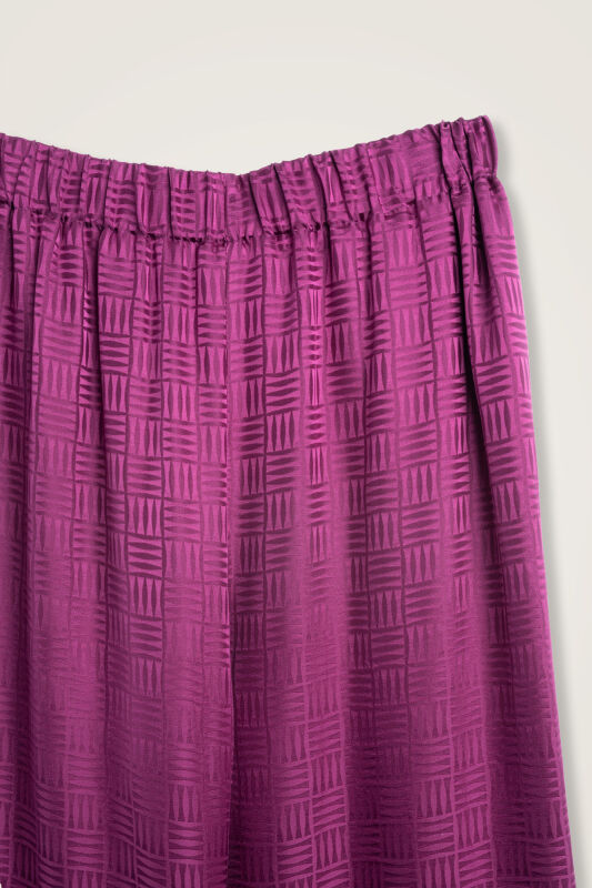 Iman Kare Dark Plum Jacquard Silk Trousers - 2