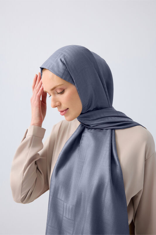 İman Kare Denim İpek Şal 70x200 - 1