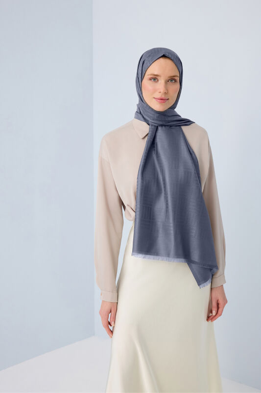 İman Kare Denim İpek Şal 70x200 - 3
