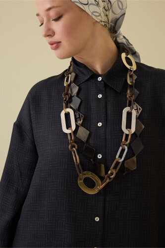 İman Kare Dokulu Siyah İpek Gömlek - 5