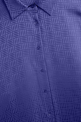  İman Kare Gece Mavisi Jakarlı İpek Gömlek Elbise - Imannoor (4)