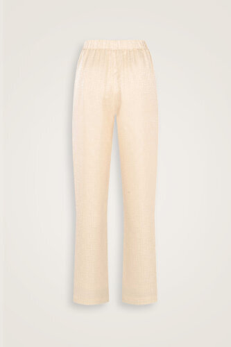 İman Kare Krem İpek Pijama Pantolon - 4
