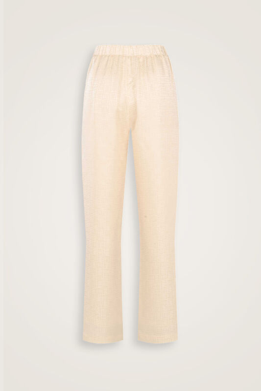 İman Kare Krem İpek Pijama Pantolon - 4