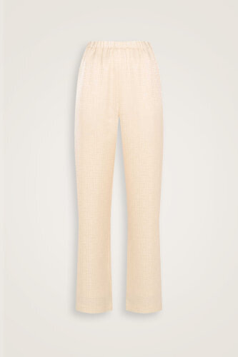 İman Kare Krem İpek Pijama Pantolon - 2