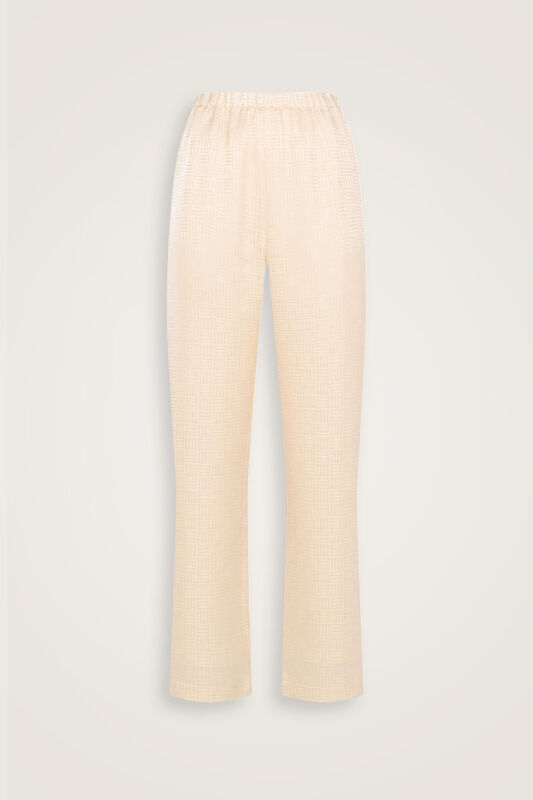 İman Kare Krem İpek Pijama Pantolon - 2