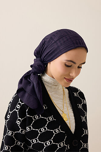  İman Kare Lacivert Naia Eşarp 90x90 - Imannoor