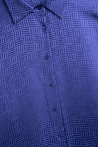 Iman Kare Night Blue Jacquard Silk Shirt - 2