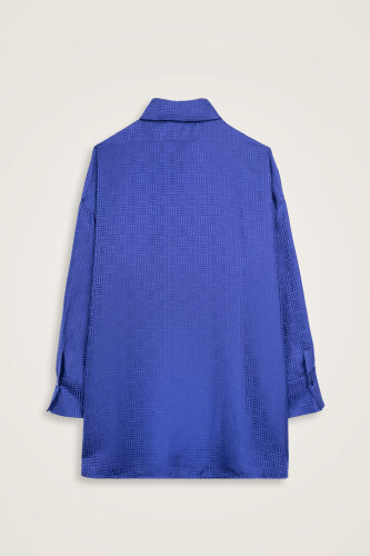 Iman Kare Night Blue Jacquard Silk Shirt - 3