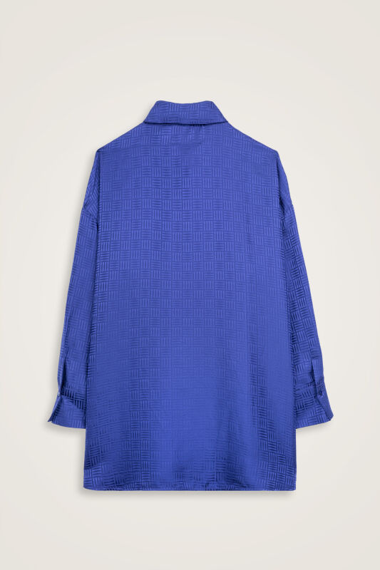 Iman Kare Night Blue Jacquard Silk Shirt - 3