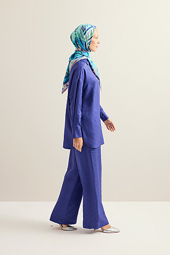 Iman Kare Night Blue Jacquard Silk Shirt - 5