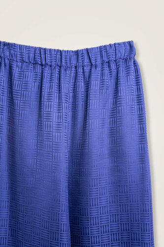 Iman Kare Night Blue Jacquard Silk Trousers - 2