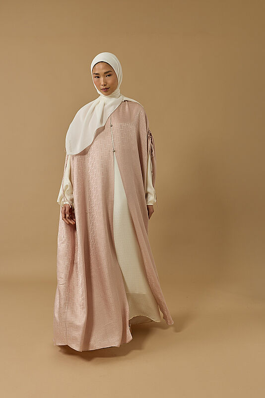 İman Kare Pudra İpek Abaya - 1