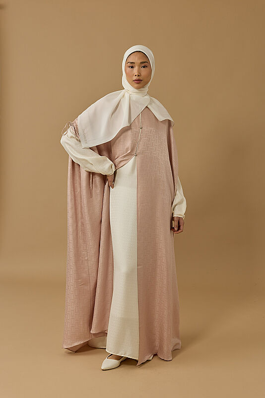 İman Kare Pudra İpek Abaya - 4