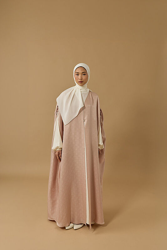İman Kare Pudra İpek Abaya - 5