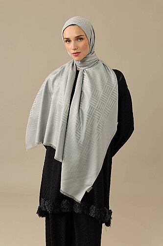 Iman Kare Gri İpek Şal 70x210 - Imannoor (1)