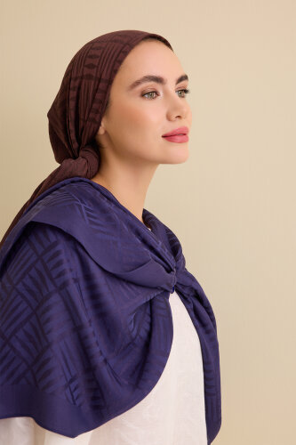 İman Kare V Lacivert Naia Pamuk Eşarp 90x90 - Imannoor (1)