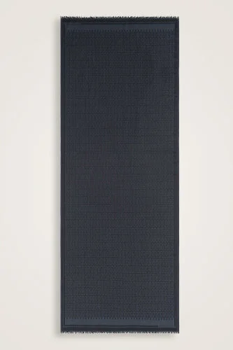 Iman Small Monogram Cotton Silk Shawl Dark Grey 