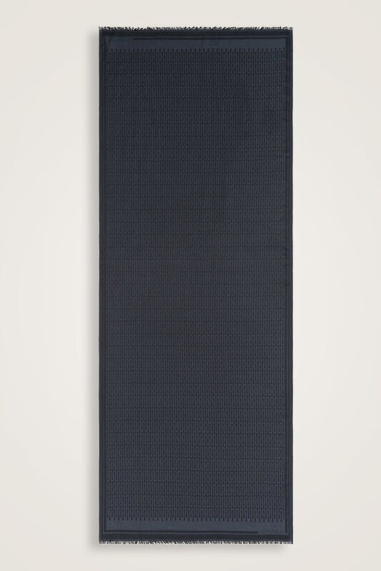 Iman Small Monogram Cotton Silk Shawl Dark Grey - 1