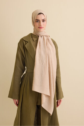 Iman Square Antique Beige Naia Cotton Shawl - 4