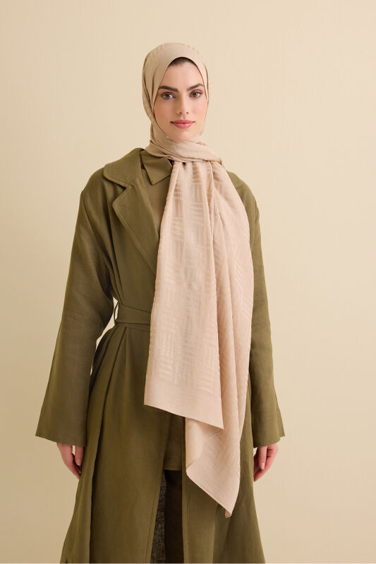 Iman Square Antique Beige Naia Cotton Shawl - 4