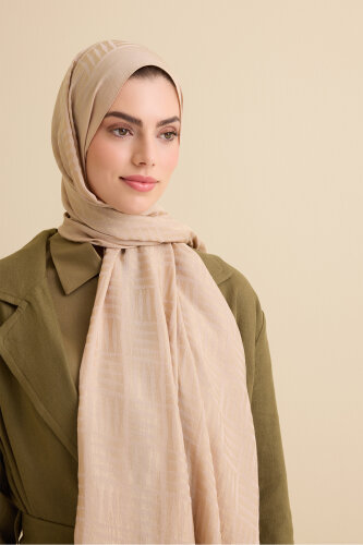 Iman Square Antique Beige Naia Cotton Shawl - 1