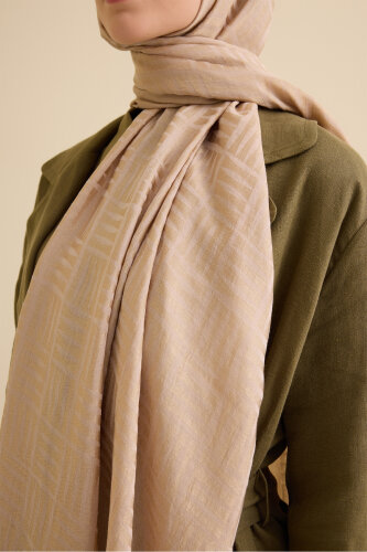 Iman Square Antique Beige Naia Cotton Shawl - 3