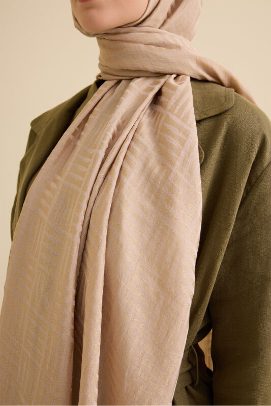 Iman Square Antique Beige Naia Cotton Shawl - 3