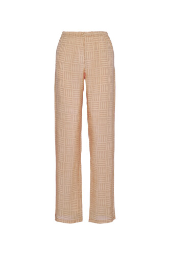 Imankare Beige Silk Pants Pajamas - 1