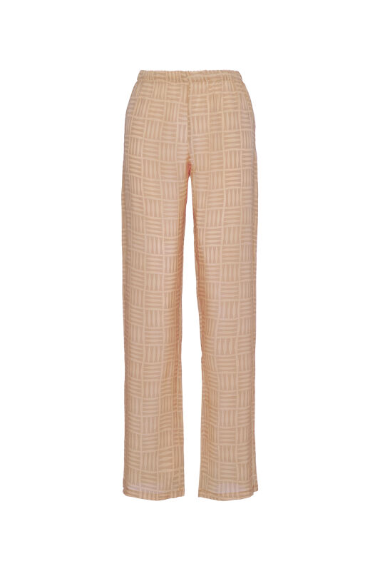 Imankare Beige Silk Pants Pajamas - 1