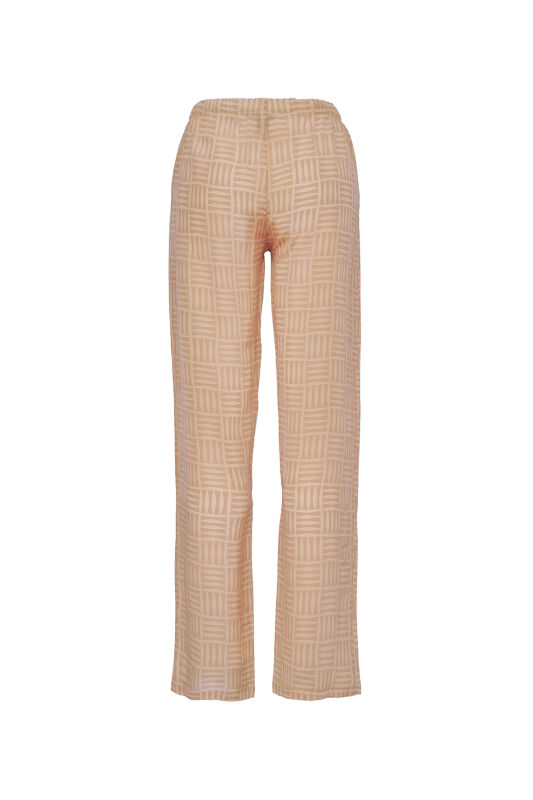 Imankare Beige Silk Pants Pajamas - 2