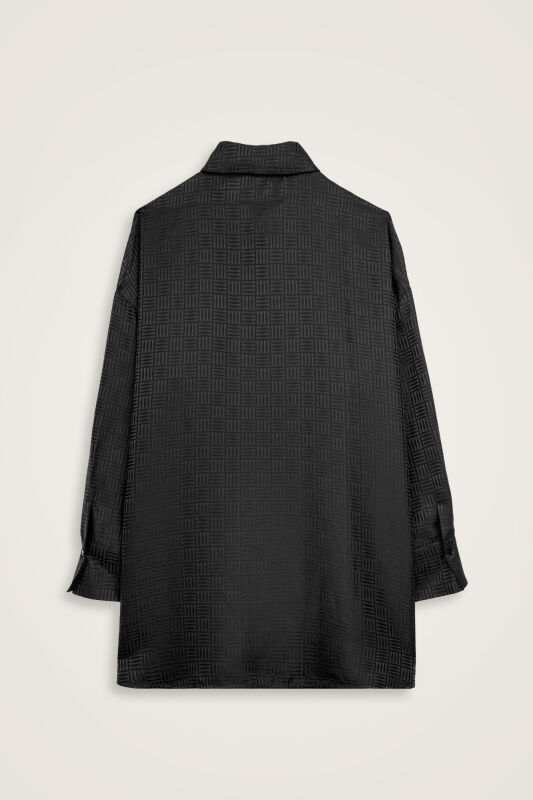 Iman Square Black Jacquard Silk Shirt - 3