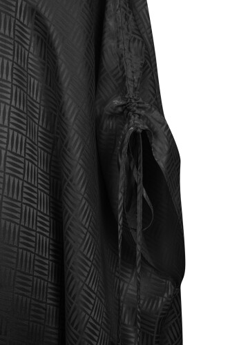 Iman Square Black Silk Abaya - 2