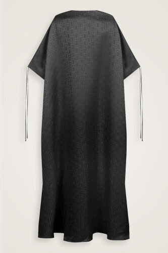 Iman Square Black Silk Abaya - 4