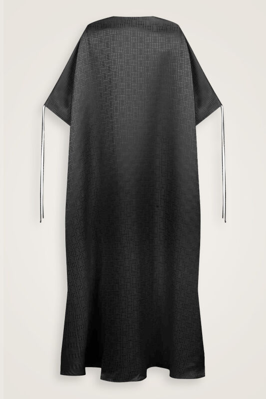 Iman Square Black Silk Abaya - 4
