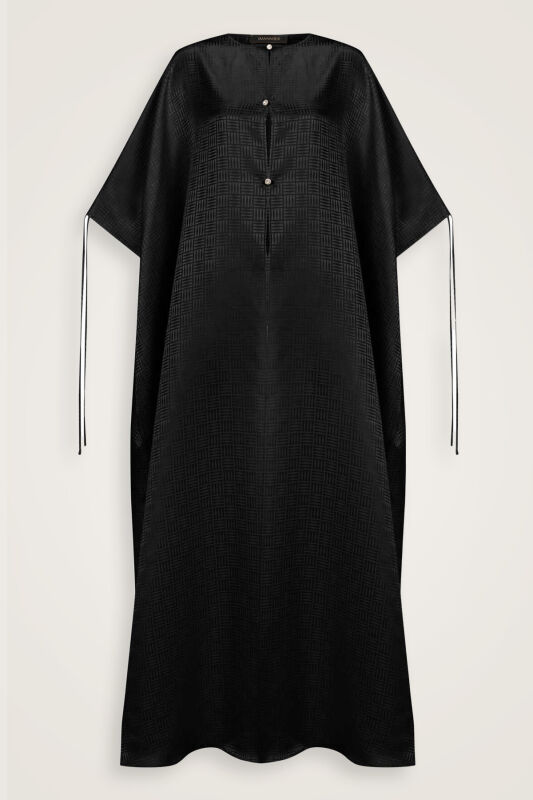 Iman Square Black Silk Abaya - 2