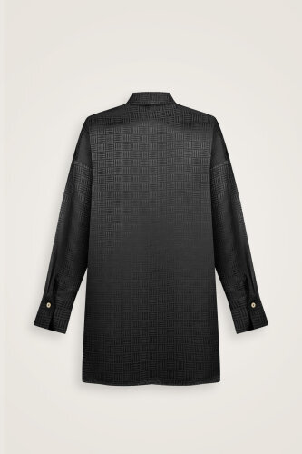 Iman Square Black Silk Pajama Shirt - 4