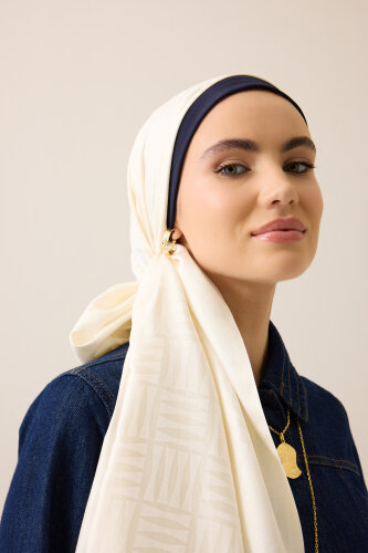 Iman Square Bone Silk Shawl - 3