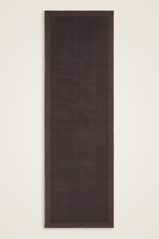 Iman Square Brown Crepe Silk Shirt Scarf - 1