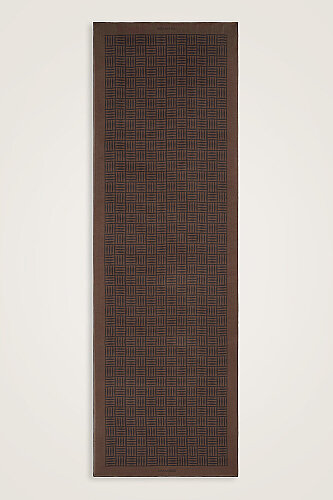 Iman Square Brown Crepe Silk Shirt Scarf - 2