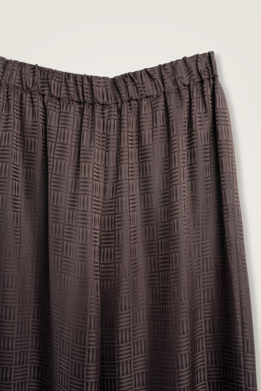 Iman Square Brown Jacquard Silk Trousers - 2