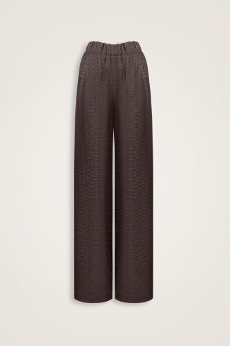 Iman Square Brown Jacquard Silk Trousers - 1